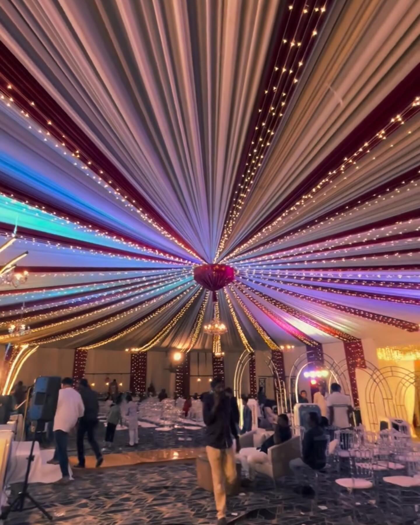 OMR A2Z Radial Marquee Drapes & Chandelier Lighting